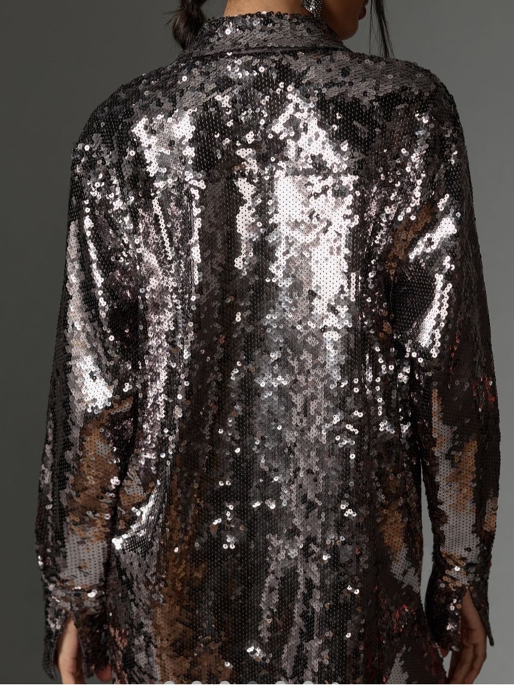 Anthropologie Good American Sequin Party Buttondown Shirt - Picture 5 of 6